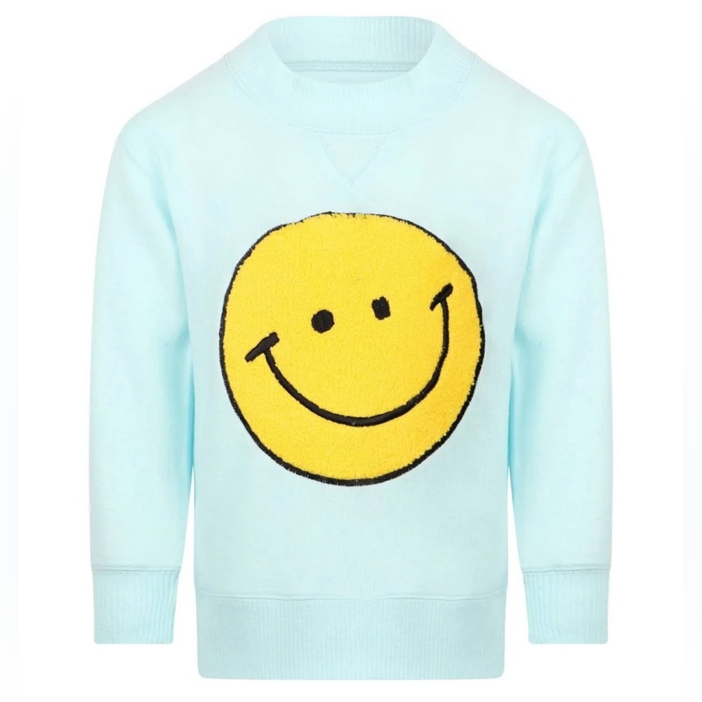 Chaser Kid’s Smiley Toby Pullover Sweatshirt Super Soft Crewneck Blue Size 8